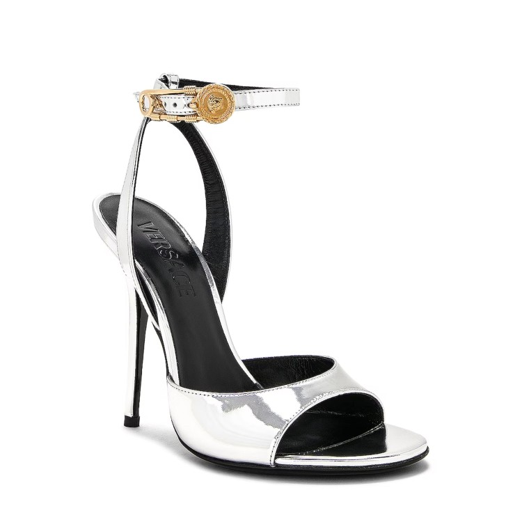 Shop Versace Patent Leather Sandals In White