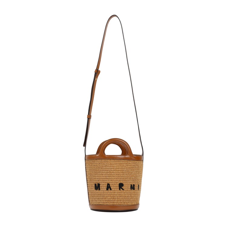 Marni Tropicalia Mini Bucket Bag In Brown