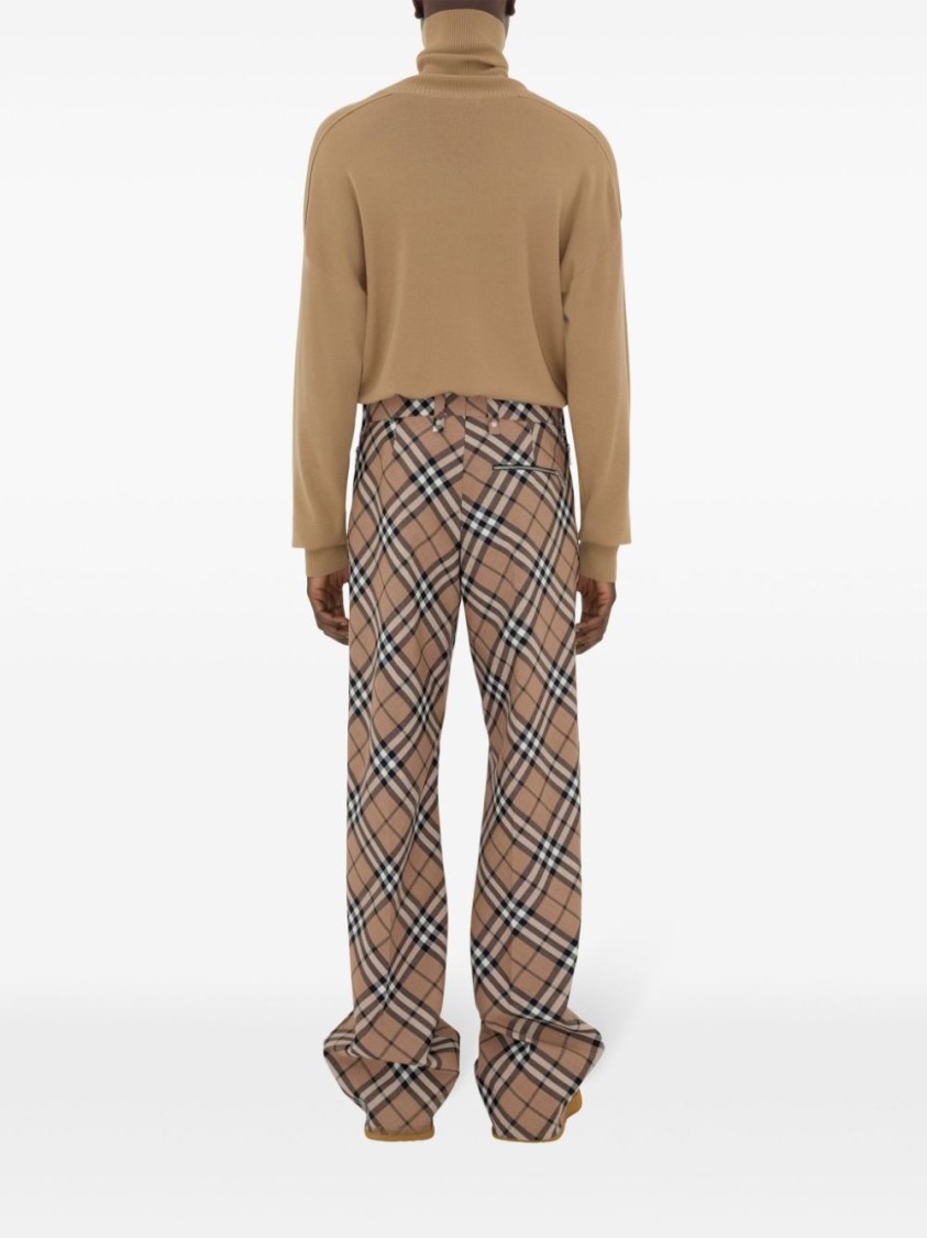 Burberry Tailored Wool Blend Trousers With Nova Check Pattern In Brown
