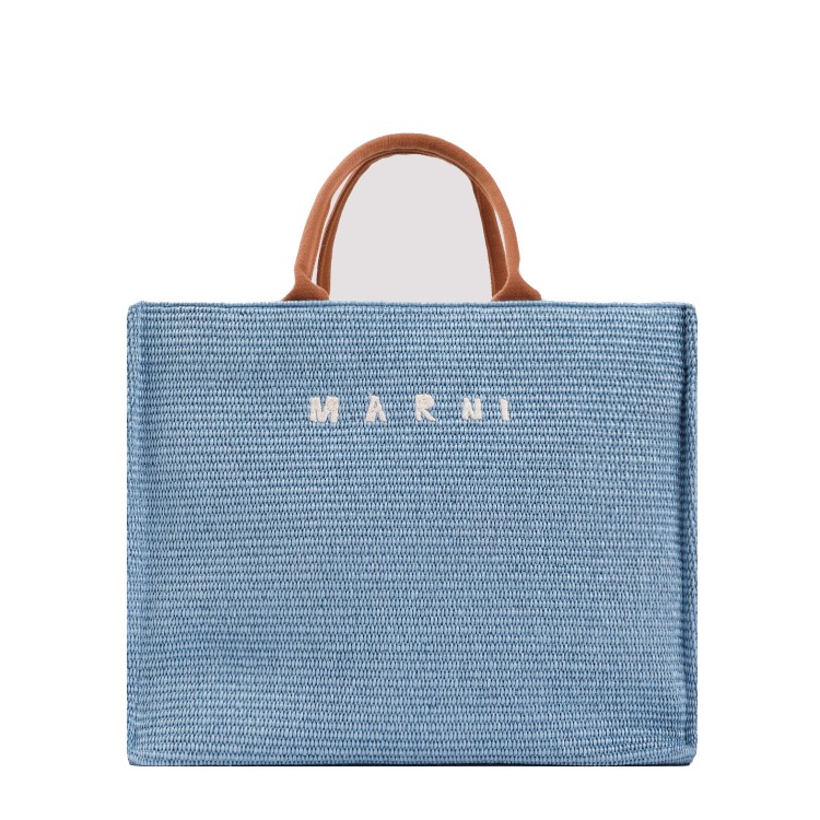Marni Light Blue Brown Cotton Large Basket Bag
