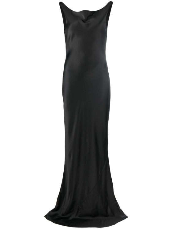 Shop Norma Kamali Cowl-neck Satin Gown In Black