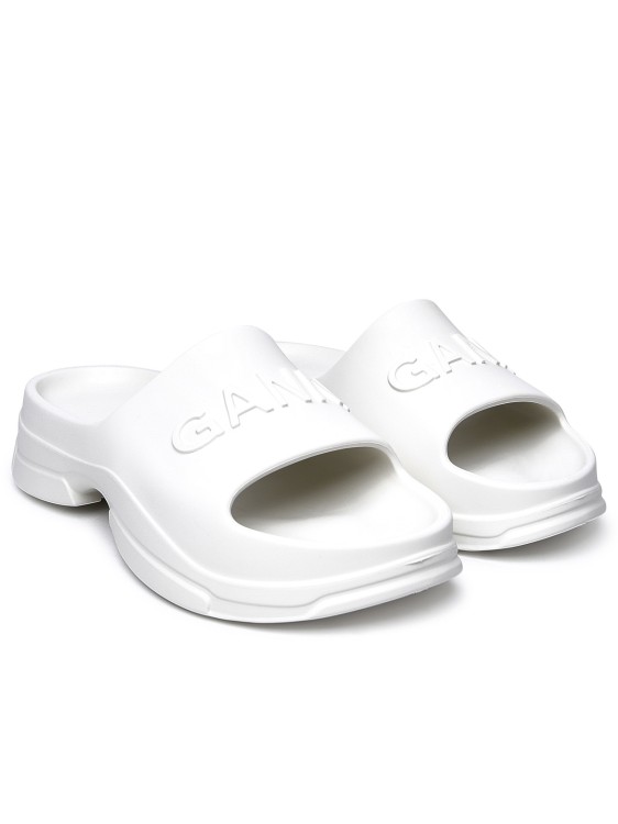 Shop Ganni White Rubber Slippers