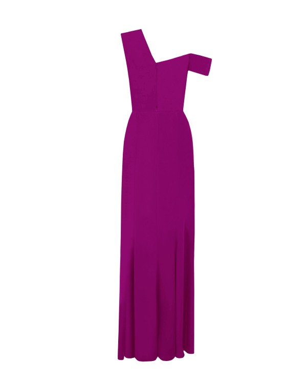 Shop Gemy Maalouf Dark Fuchsia Crepe Long Dress - Long Dresses In Pink