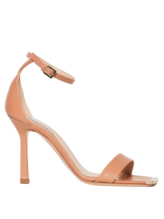 Ninalilou Nude Leather Sandal With Ankle Strap In Neutrals