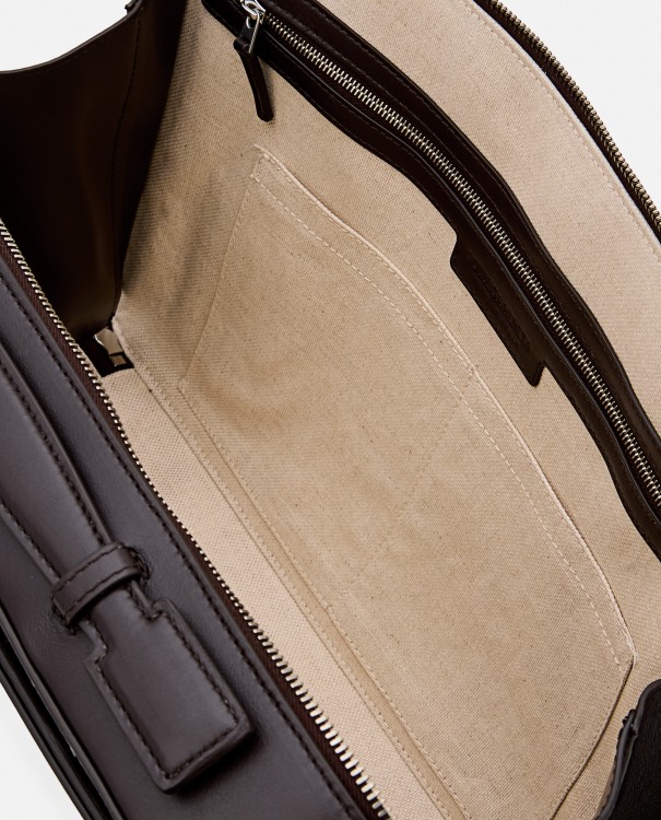 Shop Bottega Veneta Intreccio Leather Shoulder Bag In Brown