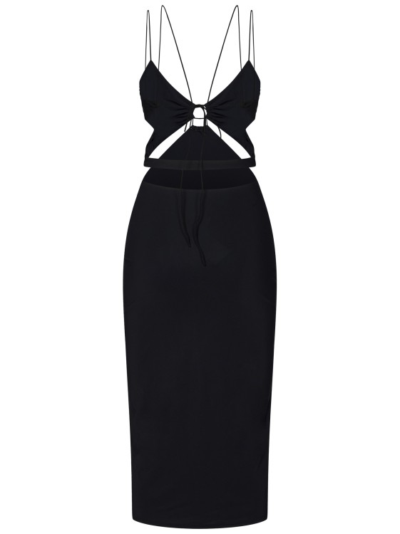 Shop Amazuìn Klea Deep Black Stretch Jersey Double Strappy Midi Dress