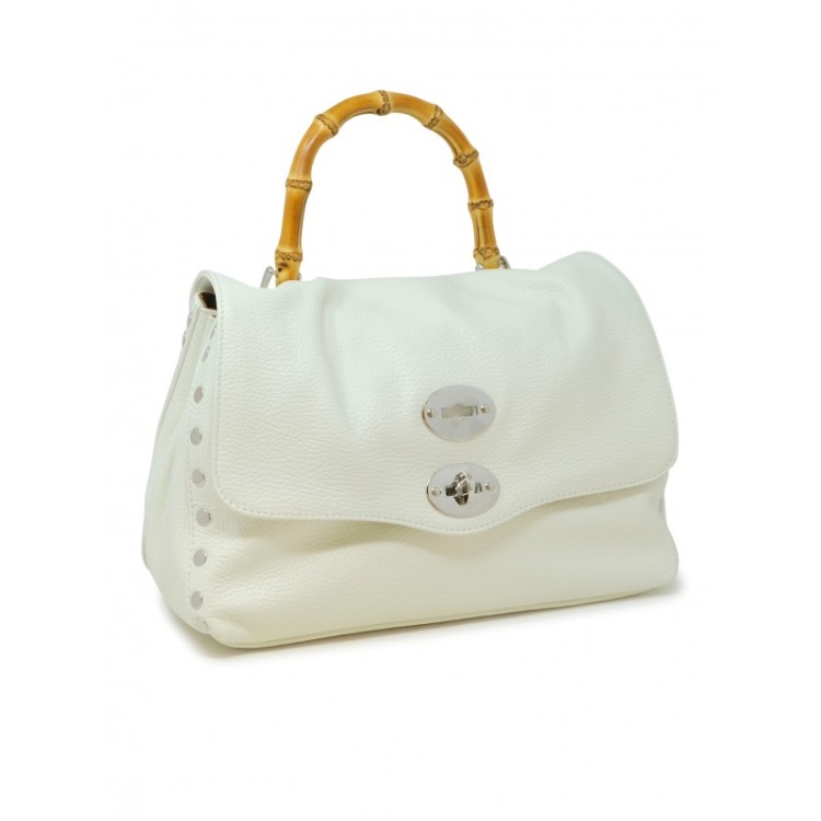Shop Zanellato White Postina Daily S Bamboo Leather Handbag