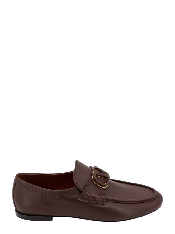 Valentino Garavani Leather Loafer With Vlogo Signature Detail In Brown