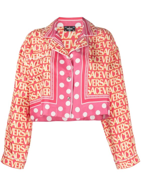 Shop Versace Allover Pink Shirt