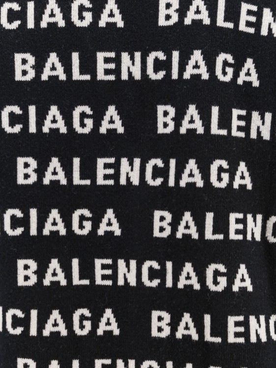 Shop Balenciaga Cardigan With All-over Logo Intarsia In Black