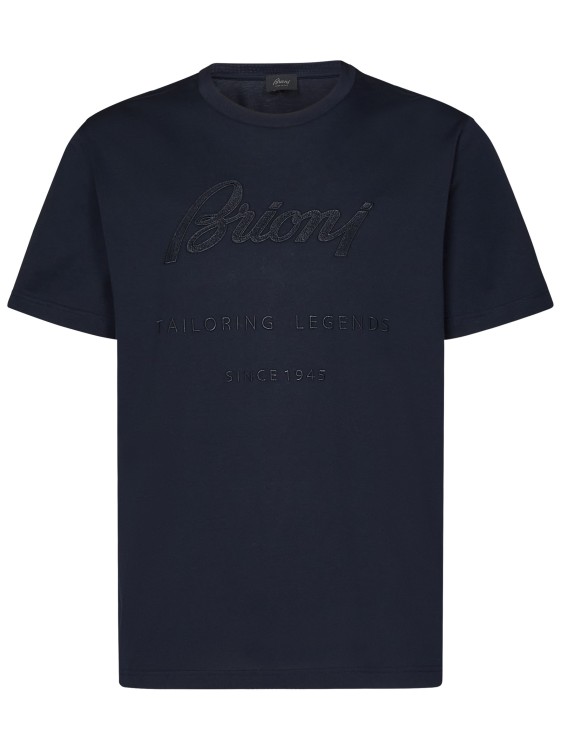 Shop Brioni Navy Blue T-shirt In Sus Cotton Jersey