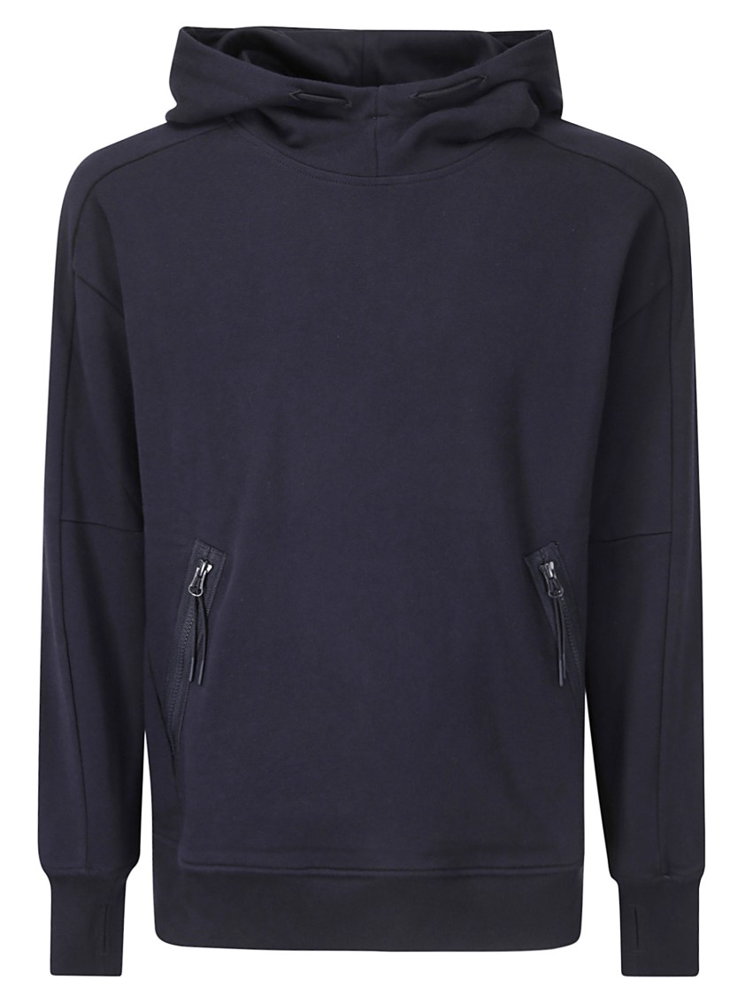 C.p. Company Diagonal Raised Fleece Goggle Hooded Sweatshirt In Black