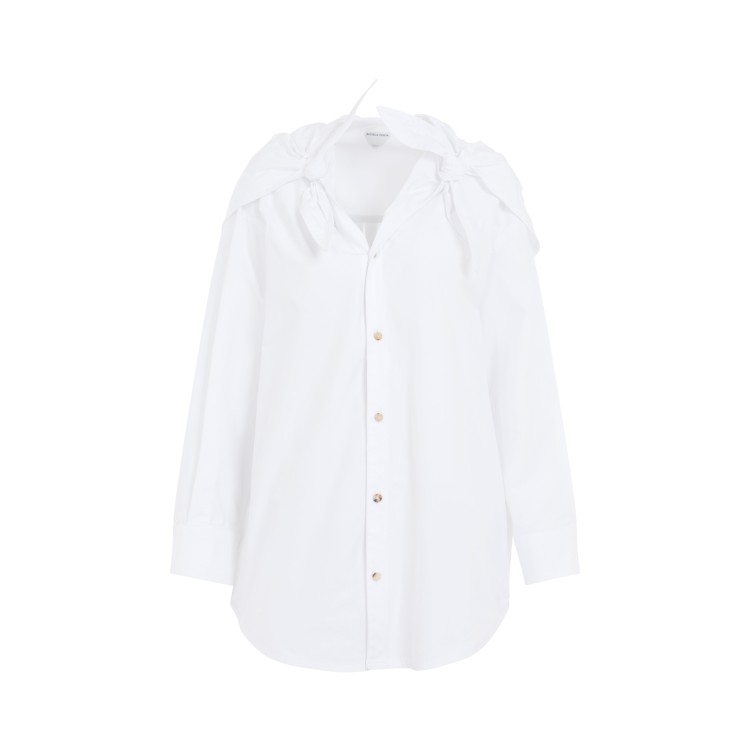 Shop Bottega Veneta Compact Knot White Cotton Canvas Shirt