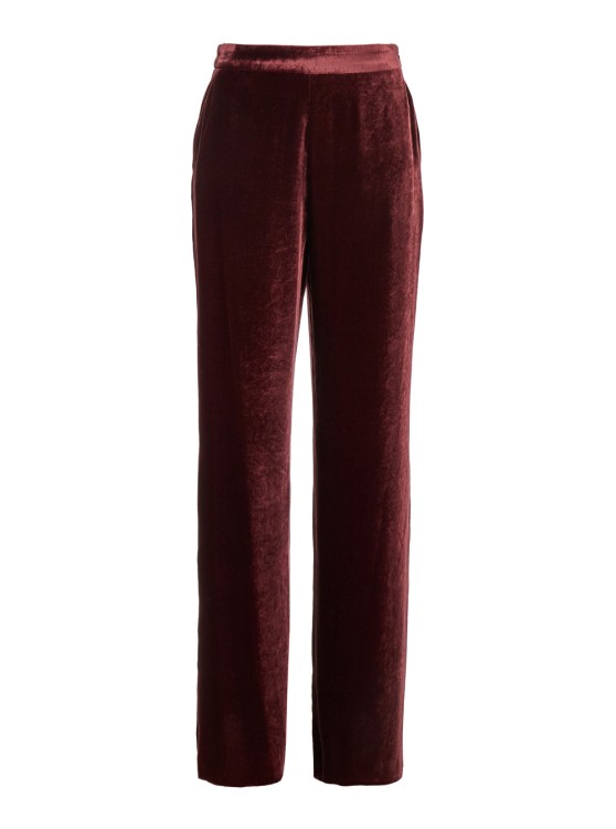 Shop Etro Red Pants With Elastic Waistband In Velvet