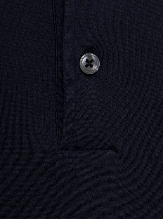 Shop Gaudenzi Cotton Blue Long Sleeved Polo Shirt In Black