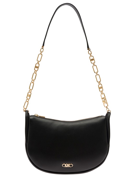 Michael Michael Kors Kendall' Black Shoulder Bag With Metallic Logo In Leather In Black