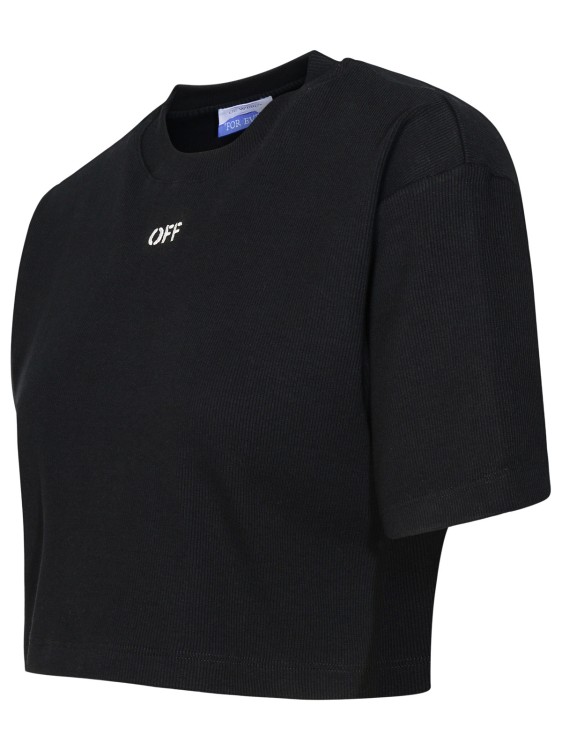 Shop Off-white Crop Logo T-shirt In Black