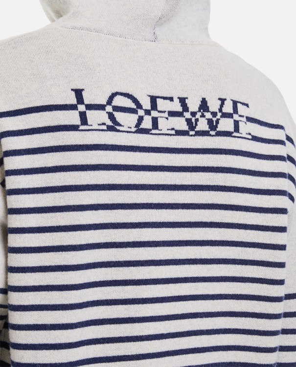 Shop Loewe Striped Hoodie In Grey