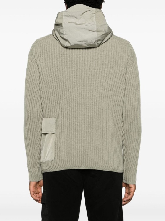 Shop C.p. Company Chunky-ribbed Wool-blend Knitwear Hoodie In Grey
