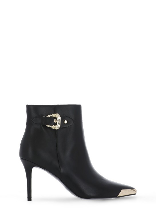 Versace Jeans Couture Pointed-toe Leather Ankle Boots In Black