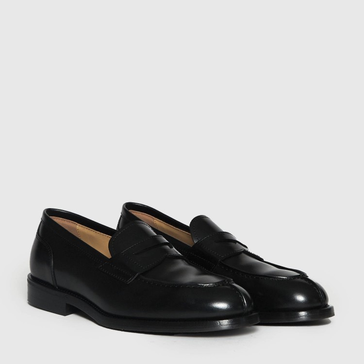 Shop Henderson Leather Moccasin With Leather And Rubber Sole In Black