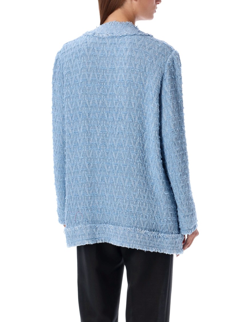 Dolce & Gabbana Light Blue Single-breasted Jacket With Logo Detail On Buttons In Cotton Blend Woman In Blue