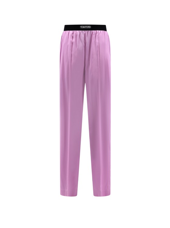 Shop Tom Ford Silk Trouser With Velvet Waistband In Pink