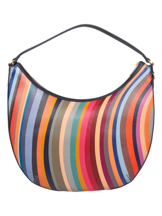 Shop Paul Smith Multicolor Striped Round Hobo Bag In Grey