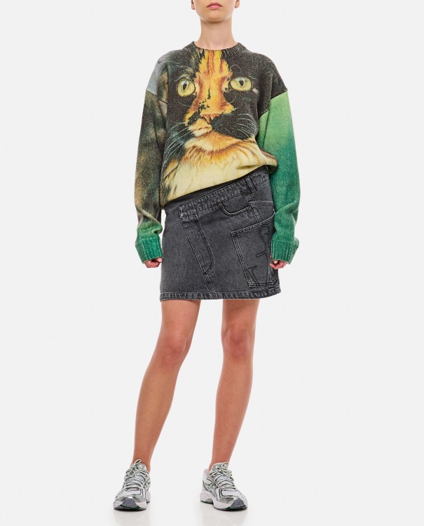 Jw Anderson Denim Twisted Skirt In Grey