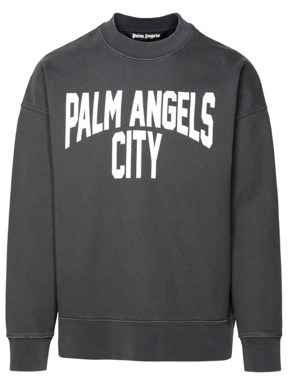 Shop Palm Angels Pa City' Sweatshirt In Delavé Gray Cotton In Grey