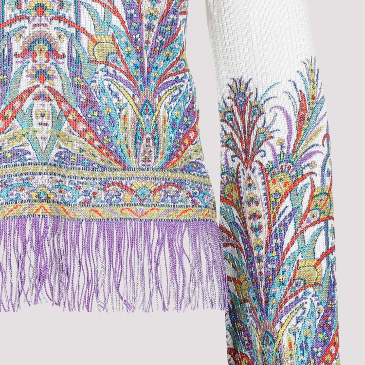 Etro Fringed Knitted Top In White