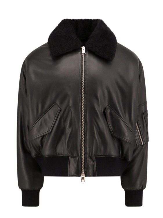 Shop Ami Alexandre Mattiussi Padded Leather Jacket In Black