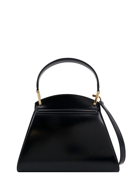 Shop Ferragamo Leather Handbag With Metal Logoed Detail In Black