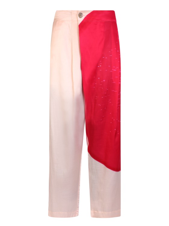 Issey Miyake Colour-block Cropped Trousers In Red