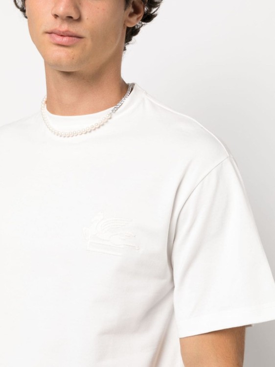 Shop Etro Pegaso Embroidered Cotton T-shirt In White