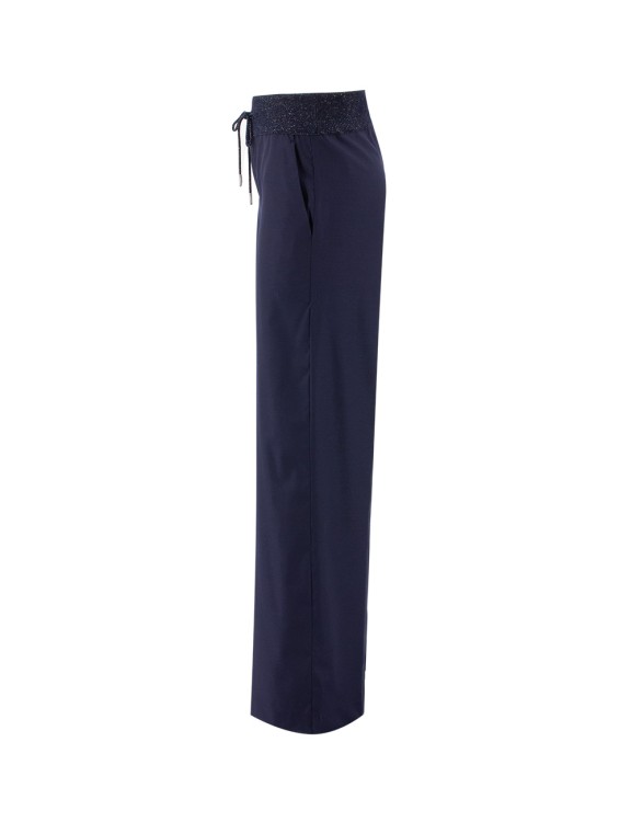 Shop Panicale Navy Blue Wool Blend Trousers In Black