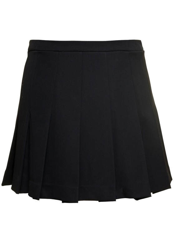 Shop Alessandra Rich Black Mini Skirt With Side Bukle Detail With Loop In Wool Blend