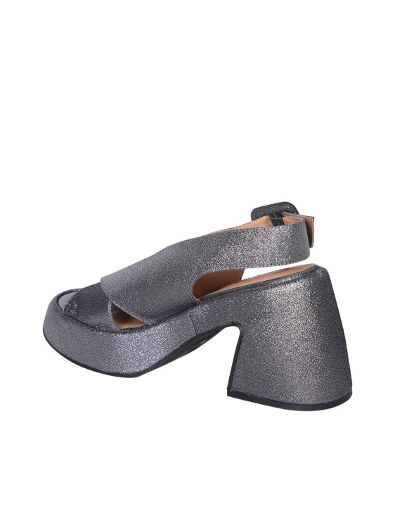 Shop Ganni Silver Platform Sandals In Grey