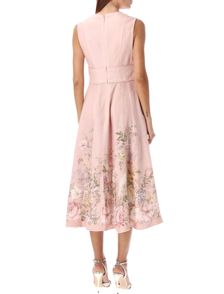 Shop Zimmermann Waverly Midi Rose Dress In Pink