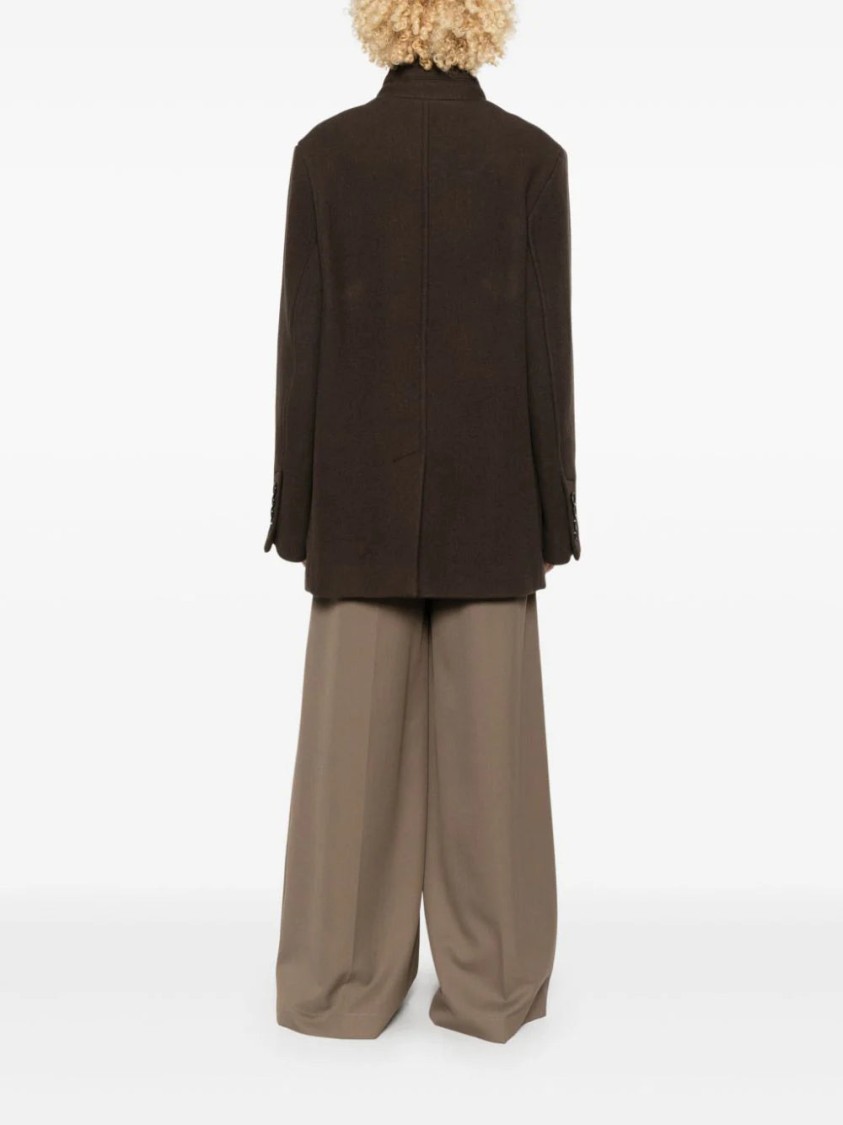 Ami Alexandre Mattiussi Ami Single-breasted Oversized Coat In Brown
