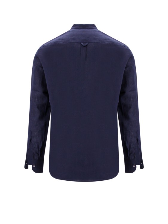 Shop Pt Torino Blue Long-sleeved Linen Shirt