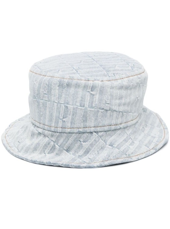 Shop Amiri Light Blue Texturized Bucket Hat In Cotton Denim In White