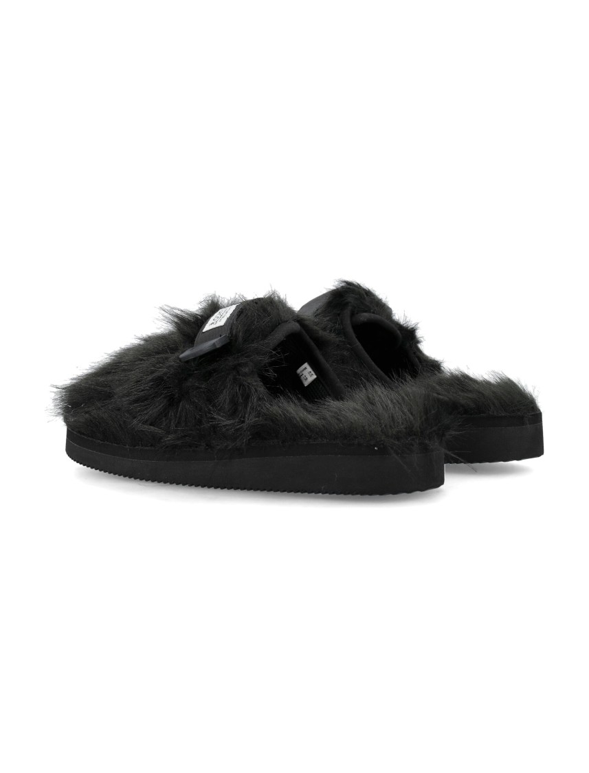 Zavo 2Eu Black Faux Fur Mules by Suicoke in Black color for Luxury