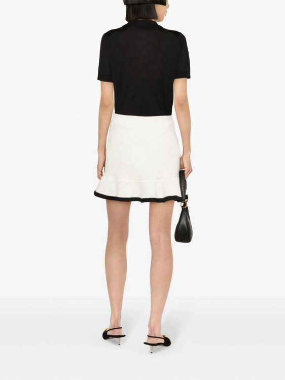 Shop Self-portrait Crochet Mini Skirt White/black