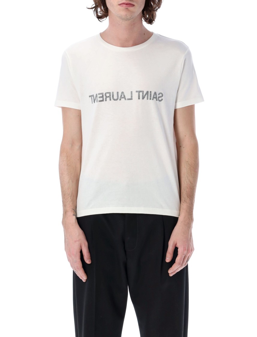 Shop Saint Laurent Reverse Logo T-shirt In White