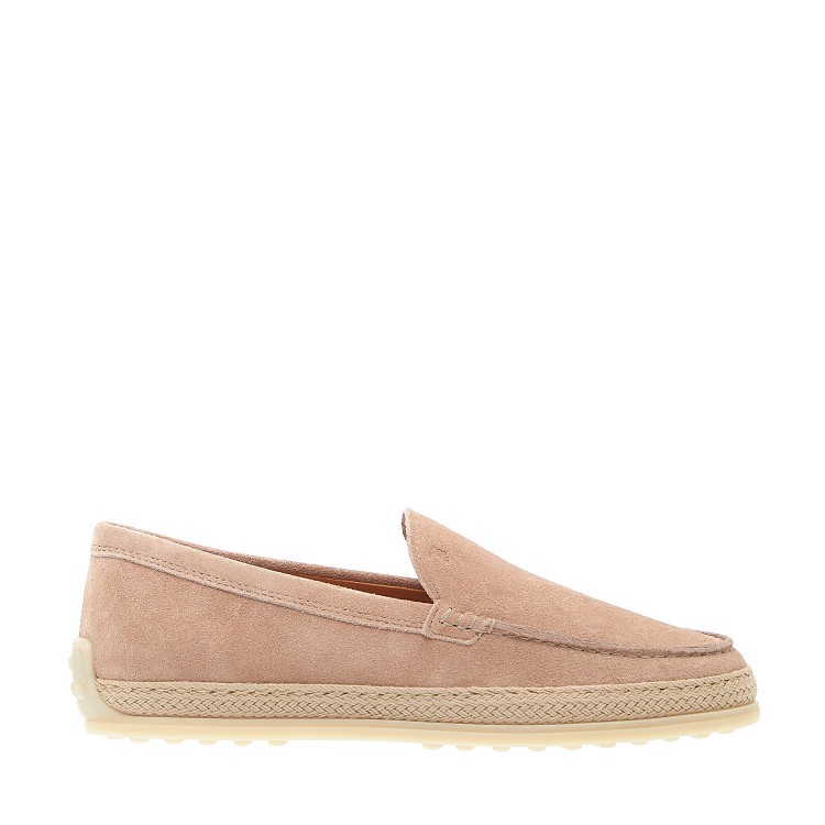 Shop Tod's Pink Suede Slipper With Rope