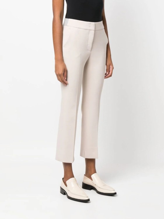 Shop Peserico High-waist Straight-leg Beige Trousers In White