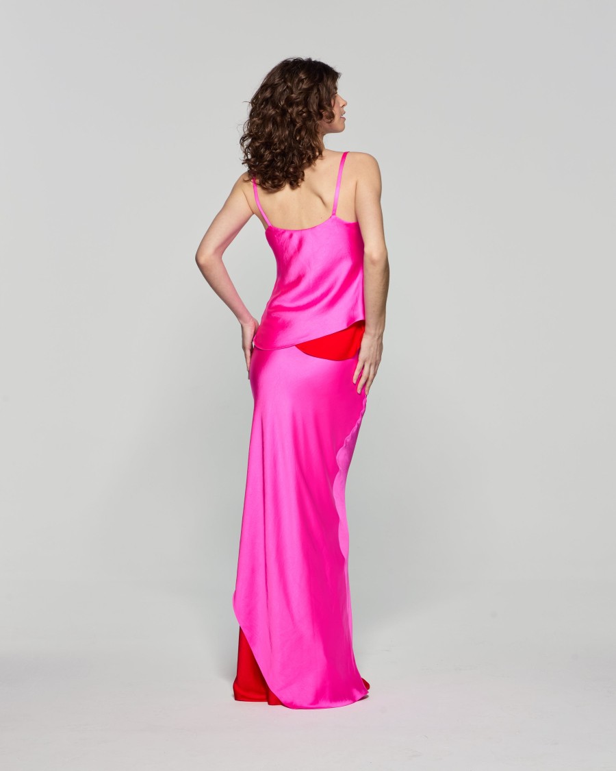 Serena Bute Double Layer Maxi Skirt In Red