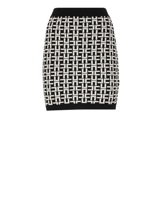 Shop Elisabetta Franchi Knitted Mini Skirt In Grey