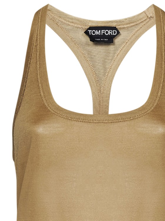 Shop Tom Ford Golden Tan Micro-ribbed Silk Jersey Tank Top In Brown